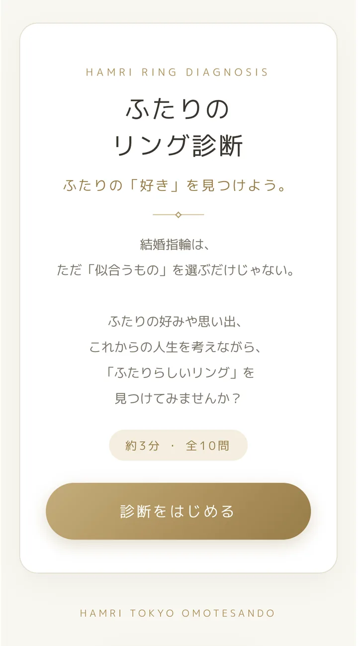 結婚指輪タイプ診断(ふたりのリング診断)のスタート画面